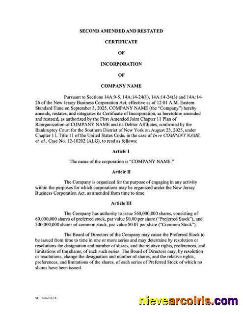 USA New Jersey certificate of incorporation